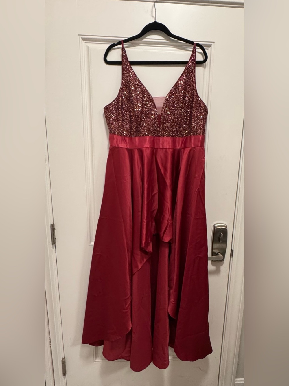 Pink Sequin Halter Top Evening Gown